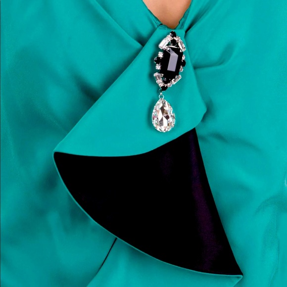 Holiday Sale ✨ IVAN MONTESI • Green Silk Evening Gown • Sz 4-6 RETAIL $2345USD - Picture 2 of 8